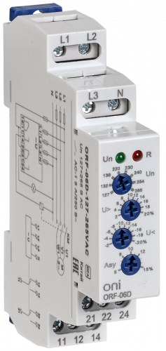 Изображение Реле фаз ORF-06D 3ф 2 конт. 220-460В AC ONI ORF-06D-220-460VAC 