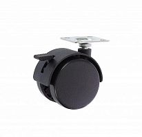 Изображение Колесо мебельное поворотное площадка d50 с тормозом пластик черн. (уп.1шт) Tech-Krep 151209 