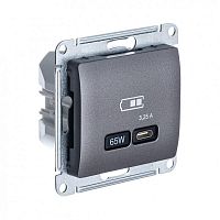 Изображение Розетка USB Glossa тип C 65Вт QC PD высокоскор. ЗУ механизм графит GSL001327 