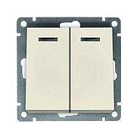 Изображение Выключатель 2-кл. СП Афина 10А IP20 с подсветкой механизм сл. кость (ivory) Universal A0123-I 