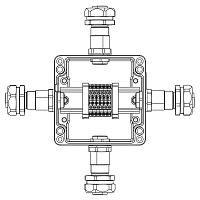 Изображение Коробка взрывозащищенная клеммная из алюминияTBE-A-12-(6xCBC.2)-1xKAEPM2MHK-20(A)-1xKAEPM2MHK-20(B)-1xKAEPM2MHK-20(C)-1xKAEPM2MHK-20(D)1Ex e IIC Т5 Gb / Ex tb IIIC T95град.C Db IP66 DKC 1201.121.22.11A 