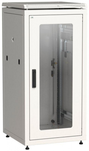 Изображение Шкаф сетевой 19дюйм LINEA N 18U 600х600мм стеклянная передняя дверь задняя металлическая сер. ITK LN35-18U66-GM 