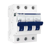 Изображение Выключатель автоматический модульный 3П 2А 6кА х-ка C TOKOV Electric TKE-PZ60-MCBI-3-2-C 