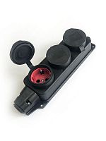 Изображение Колодка удлинителя 3-м 16А IP44 с заземл. каучук черн. КОСМОС KKsm-3g-Z-IP(B)16A 