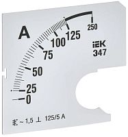 Изображение Шкала сменная для амперметра Э47 125/5А-1.5 72х72мм IEK IPA10D-SC-0125 