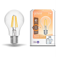 Изображение Лампа светодиодная филаментная Gauss Smart Home DIM E27 A60 7 Вт 1/10/40 
