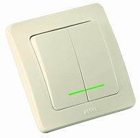 Изображение Выключатель 2-кл. СП Мастер 10А IP20 250В с индикацией сл. кость HEGEL ВС10-352-01 