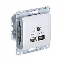 Изображение Розетка USB Glossa тип A+C 45Вт QC PD высокоскор. ЗУ механизм перл. GSL000629 