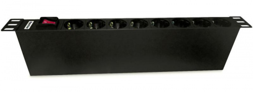 Изображение Блок розеток SHT19-8SH-S-IEC для шкафов 19дюйм горизонт. 8 универс. розеток 10А выкл. IEC320 C14 10А разъем сзади шнур C13/C14 3х1кв.мм 3м Hyperline 32645 