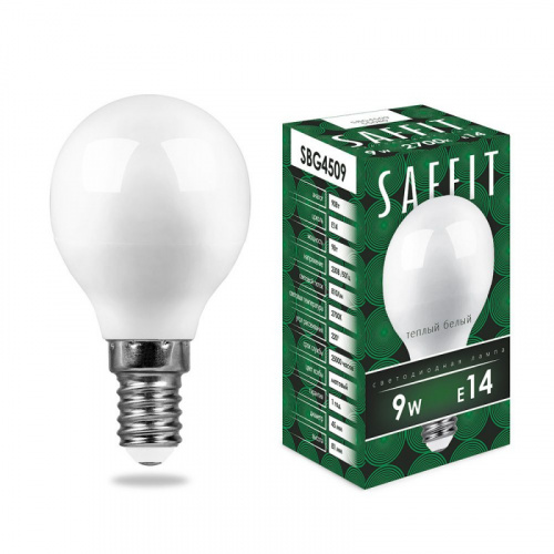 Изображение Лампа светодиодная LED 9вт Е14 теплый матовый шар 55080 