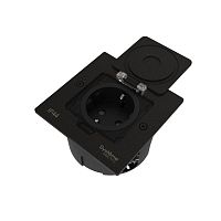 Изображение Лючок MultiDesk MDK21 с розеткой 2P+E 16А 250В IP44 с монтажной коробкой для стены фальшпола стола черн. матов. SE MDK21102MBA 