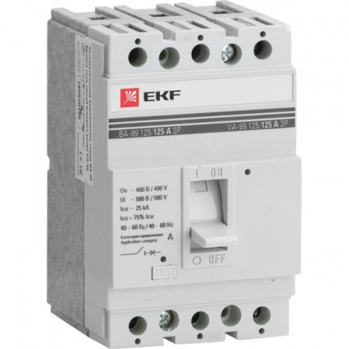 Изображение Силовой автомат. выкл. 3P Iu=50А уставка тока расцеп.:50А 25кА IP30 EKF  mccb99-125-50 