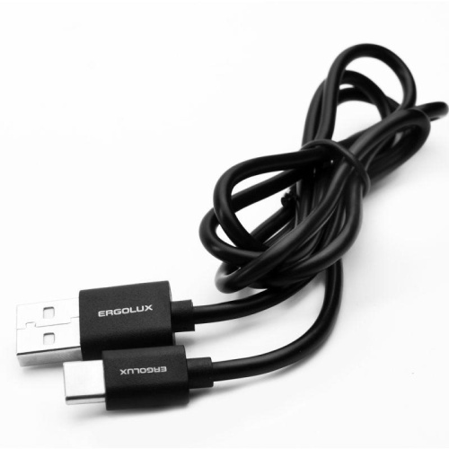 Изображение Кабель USB-Type C 2А 1м зарядка + передача данных черн. (пакет) ERGOLUX 15089 