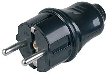 Изображение Вилка прямая ВПп10-02-Ст разборная с заземл. контактом 16А черн. IEK EVP10-16-01-K02 