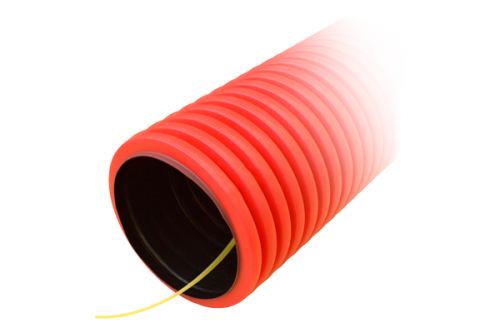 Изображение Труба гофрированная двустенная ПЭ гибкая тип 450 с/з красная д63 (100м/уп) PR15.0025 