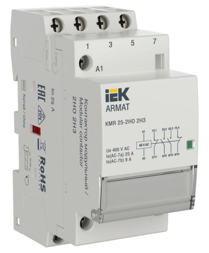 Изображение Контактор модульный KMR 25А 48В AC 2НО 2НЗ ARMAT IEK AR-KMR10-025-22-048 