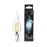Изображение Лампа светодиодная LED 7Вт E14 4100K Filament Candle tai LED step dimmable Gauss 104801207-S 