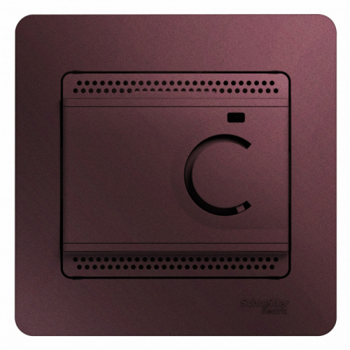 Изображение SE Glossa Баклажановый Термостат электронный теплого пола с датч, от +5 до +50°C, 10A (в сборе)  упак.:2  GSL001138 