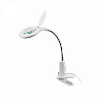 Изображение Лупа настольная малая 3Х+доп.12Х с подсветкой 60 LED (прищепка) бел. REXANT 31-0244 