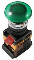 Изображение Фронтальная часть нажимной кнопки 1 упр. элемент цвет зеленый с круг. линзой, с подсветкой, без фиксации, EKF  упак.:10  pbn-aela-1g-220 