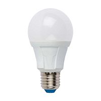 Изображение Лампа светодиодная LED-A60 8W/WW/E27/FR грушевидная PLP01WH форма "А" мат. серия "ЯРКАЯ" свет теплый бел. 3000К упак. картон Uniel UL-00001522 