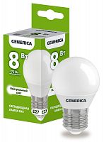 Изображение Лампа светодиодная G45 8Вт шар 4000К E27 230В GENERICA LL-G45-08-230-40-E27-G 