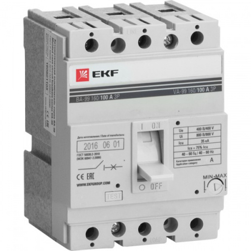 Изображение Силовой автомат. выкл. 3P Iu=40А уставка тока расцеп.:32А 35кА IP30 EKF  mccb99-160-40 