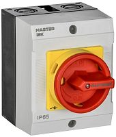 Изображение Переключатель кулачковый 10А (сх. 91) в боксе IP65 закрытая рукоятка аварийная красно-желтая IEK MI-CS22-010-091 