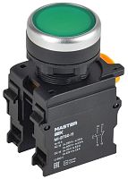 Изображение Кнопка d22мм 1НО+1НЗ MASTER зел. IEK MI-BT60-11-3-22-K06 