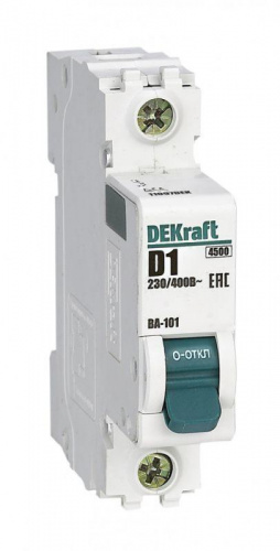 Изображение Автомат  DEKraft ВА-101  1Р  1А  тип D  4,5кА  на DIN-рейку  11097DEK 