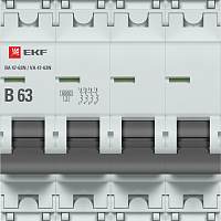 Изображение Выключатель автоматический модульный 4п B 63А 6кА ВА 47-63N PROxima EKF M636463B 
