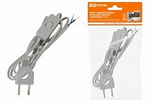 Изображение Шнур с выключателем и плоской вилкой с вырезом ШУ03В ШВВП 2х0,75мм2 2 м. серебр. металлик TDM   SQ1305-0025 