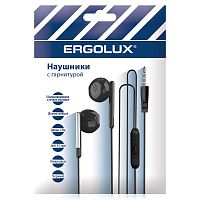 Изображение Наушники вакумные с микрофоном проводные ELX-WHP01P-C02 ПРОМО 3.5мм 1.2м пакет черн. Ergolux 15278 
