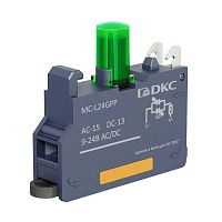 Изображение Блок контактный с клеммным безвинтовым зажимом со светодиодом на 9-24В зел. DKC MC-L24GPP 