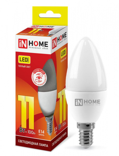 Изображение Лампа светодиодная LED-СВЕЧА-VC 11Вт 230В E14 3000К 990лм IN HOME 4690612020464 