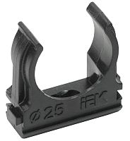 Изображение Держатель для труб (клипса) CF25 с защелкой черн. ELASTA IEK CTA10D-CF25-K02-100 