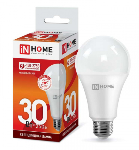 Изображение Лампа светодиодная LED-A70-VC 30Вт 230В E27 6500К 2700лм IN HOME 4690612024165 