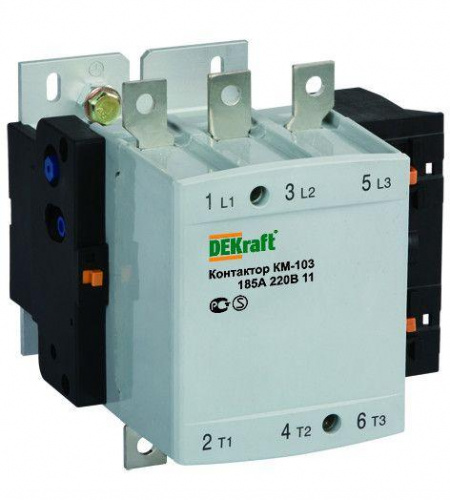 Изображение DEKraft КМ-103 Контактор 225А 220В АС3 1НО+1НЗ  22156DEK 