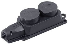 Изображение Колодка удлинителя 2-м 16А IP44 Омега РБ32-1-0м с защ. крышкой каучук IEK PKR62-016-2-K02 