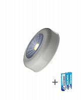 Изображение Фонарь-подсветка 1Вт COB LED 3xAAA (R03) корпус ABS-пластик сер. самокл. поверхность в комплекте двустор. скотч КОСМОС KOC307B 