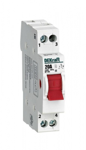 Изображение Выключатель-разъединитель трехпозиционный 1P 20А ВР-103 DEKraft 17201DEK 