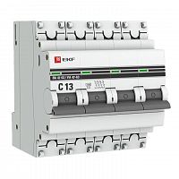 Изображение Автомат  EKF ВА 47-63  4Р  13А  тип C  5кА  на DIN-рейку  mcb4763-4-13C-pro 