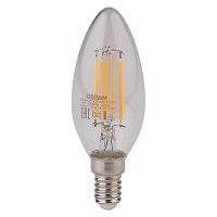 Изображение Лампа светодиодная филаментная LED STAR CLASSIC B 40 4W/827 4Вт свеча 2700К тепл. бел. E14 470лм 220-240В прозр. стекло OSRAM 4058075068353 