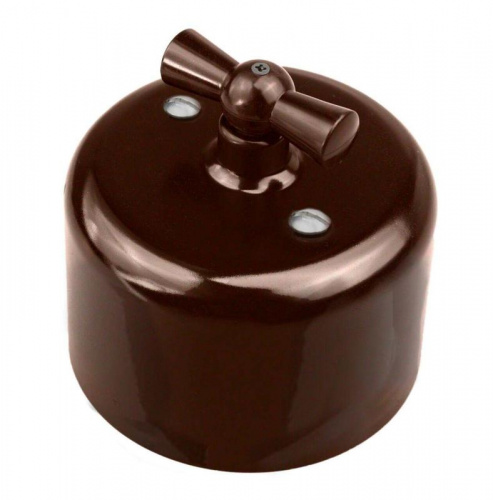 Изображение Выключатель 1кл. R керамика корич. Bironi R1-210-02 