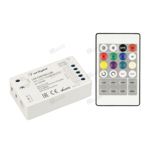 Изображение Контроллер ARL-4022-RGBW White (5-24V, 4x4A, ПДУ 24кн, RF) (Arlight, IP20 Пластик, 3 года) 32358 