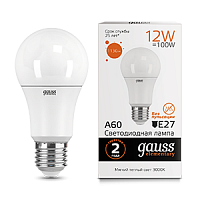 Изображение Лампа светодиодная LED 12вт 230в,Е27,теплый, шар Gauss Elementary  23212 (упак.10 шт.) 