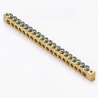 Шина PEN "ноль-земля" (8х12мм) 20 отверстий латунь крепеж по краям EKF PROxima sn0-125-20-k  Изображение Шина PEN "ноль-земля" (8х12мм) 20 отверстий латунь крепеж по краям EKF PROxima sn0-125-20-k