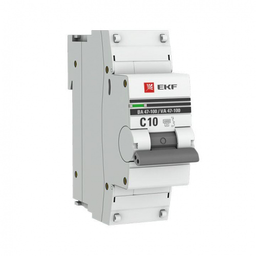 Изображение Автомат  EKF ВА 47-100  1Р  10А  тип C  10кА  на DIN-рейку  mcb47100-1-10C-pro 