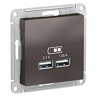 Изображение ATLASDESIGN USB розетка, 5В, 2 порта, мех-м, мок  ATN000633 