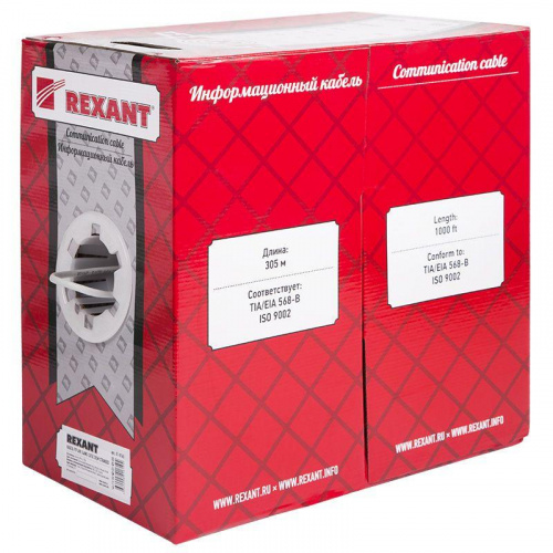 Изображение Кабель витая пара REXANT FTP 4PR 24AWG, CAT5e STRANDED (бухта 305 м)  01-0145 